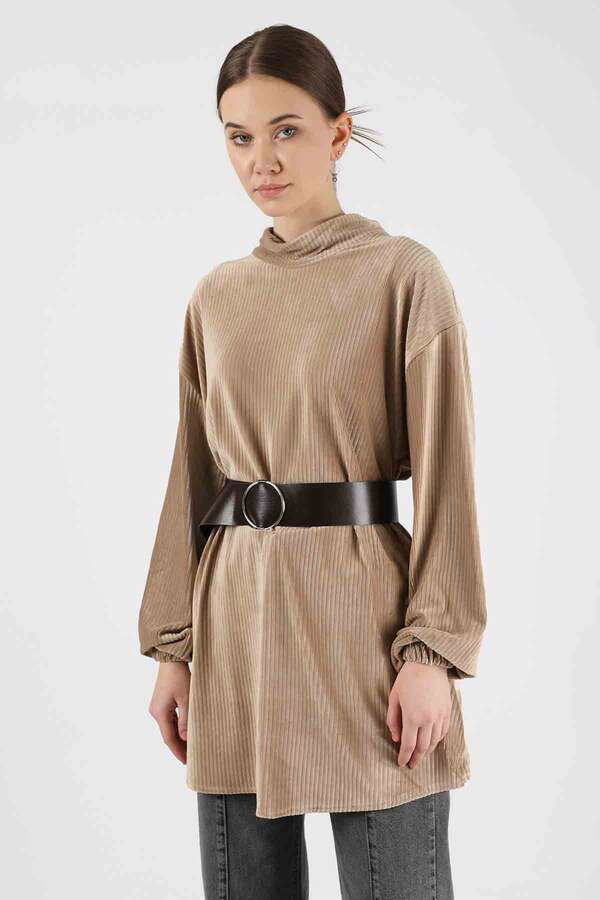 Velvet Belted Tunic Light Mink