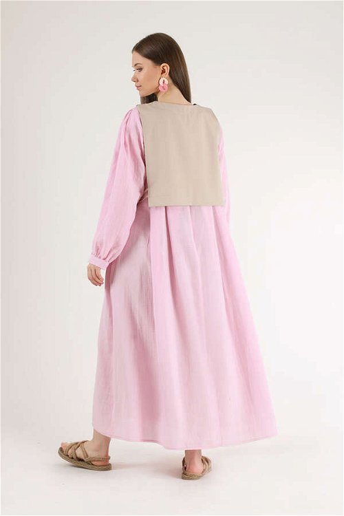 Vest Detailed Dress Pink Cream