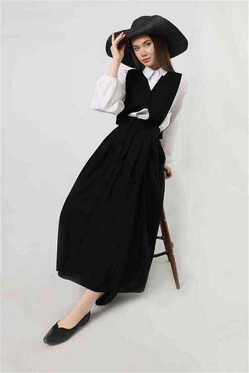 Vest Detailed Skirt Set Black