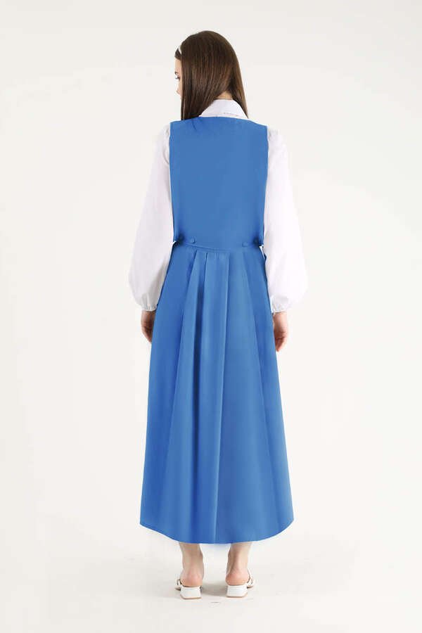Vest Detailed Skirt Set Blue