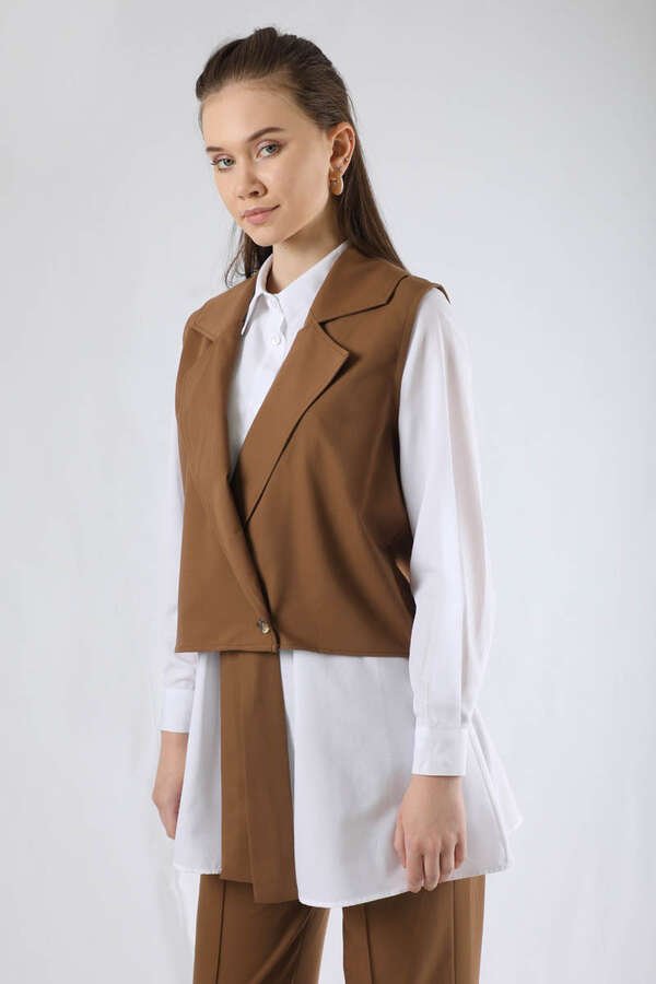 Vest Shirt Suit Brown