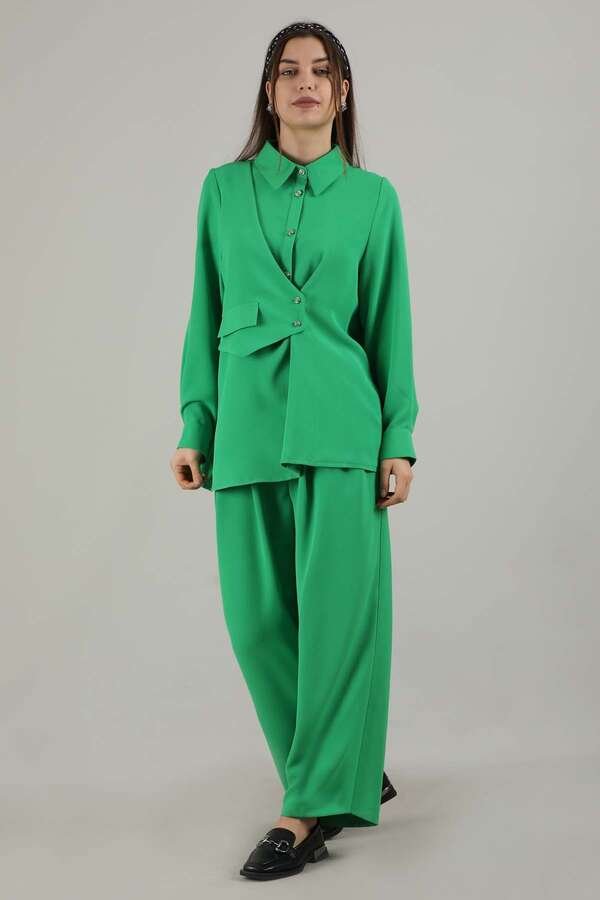 Zulays - Vest Style Suit green