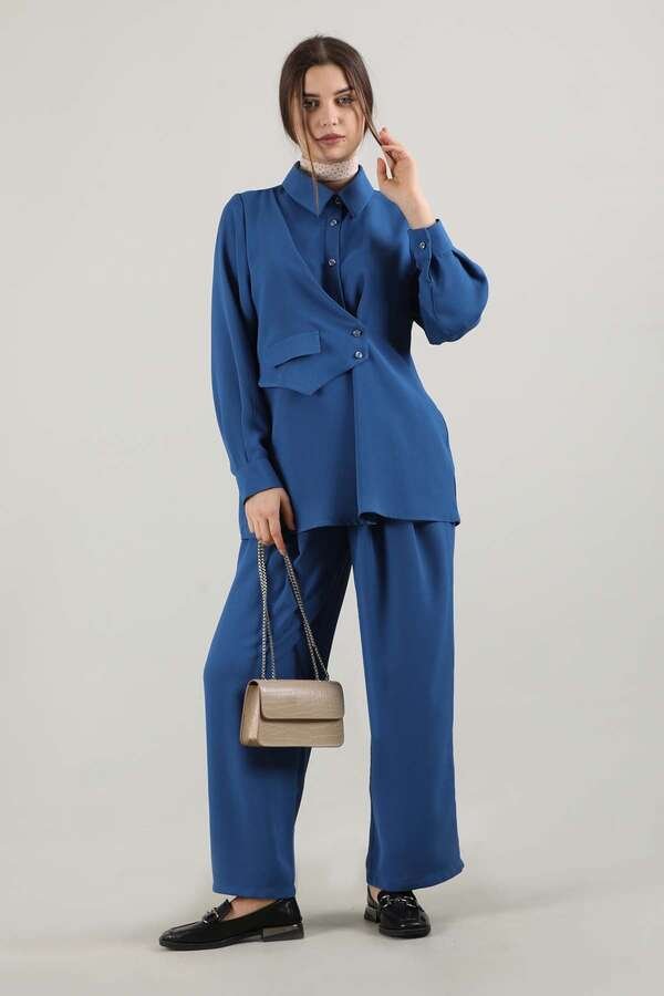 Zulays - Vest Style Suit İndigo