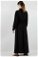 Frilly Buttoned Waist Dress Black - Thumbnail