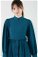 Frilly Buttoned Waist Dress Petrol - Thumbnail