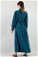 Frilly Buttoned Waist Dress Petrol - Thumbnail
