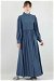 Frilly Buttoned Waist Dress Steel Blue - Thumbnail