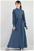 Frilly Buttoned Waist Dress Steel Blue - Thumbnail