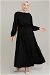 Waist Pleated Dress Black - Thumbnail