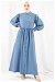 Frilly Buttoned Waist Dress Baby Blue - Thumbnail