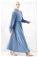 Zulays - Frilly Buttoned Waist Dress Baby Blue