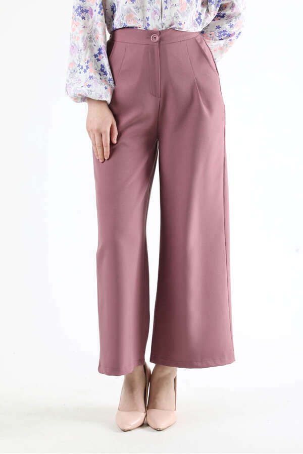 Wide Leg Fabric Trousers Dried Rose