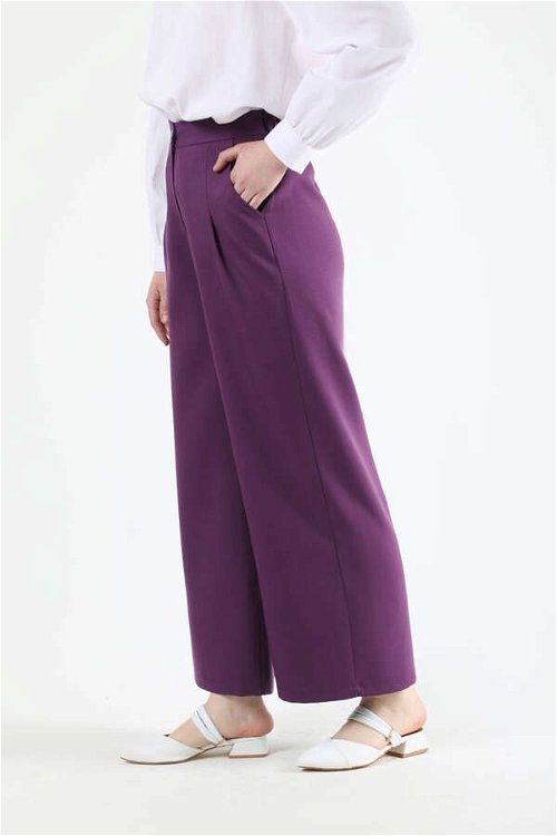 Wide Leg Fabric Trousers Purple