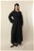 Zulays - Yakası Büzgülü Düğmeli Elbise Siyah