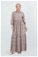 Zulays - Yakası Büzgülü Elbise Pudra