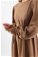 Yandan Büzgülü Elbise Camel - Thumbnail