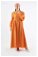 Yandan Büzgülü Elbise Oranj - Thumbnail