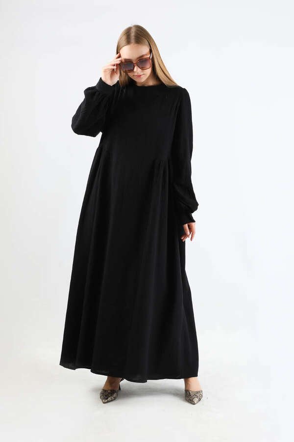 Zulays - Yandan Büzgülü Elbise Siyah
