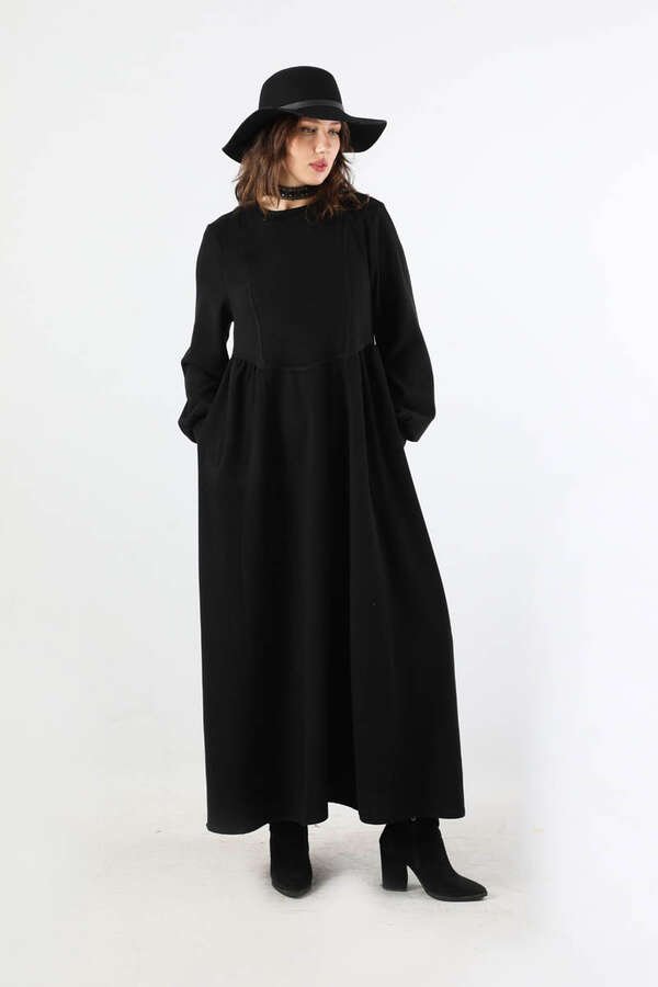 Zulays - Yandan Pileli Elbise Siyah