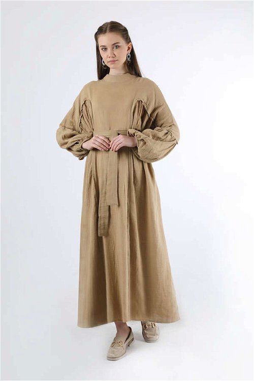 Yarasa Kol Salaş Elbise Camel
