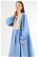 Yelek Detaylı Elbise Mavi Krem - Thumbnail