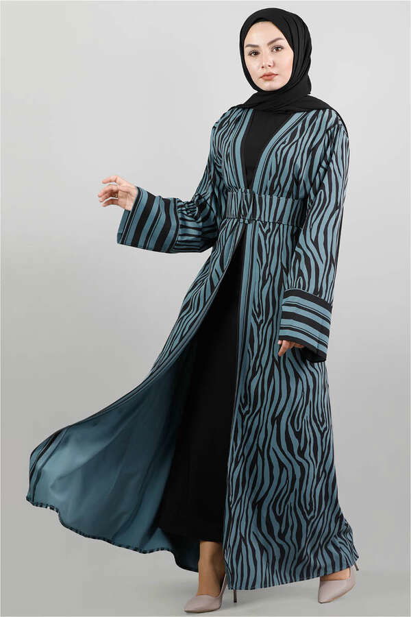 Zebra Desen Kimono Petrol