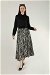 Zebra Tone Patterned Skirt Black - Thumbnail