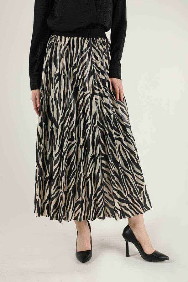 Zebra Tone Patterned Skirt Black