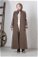 Zülays Striped Long Cachet Coat Brown - Thumbnail