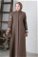 Zülays Striped Long Cachet Coat Brown - Thumbnail