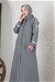 Zülays Striped Long Cachet Coat Grey - Thumbnail