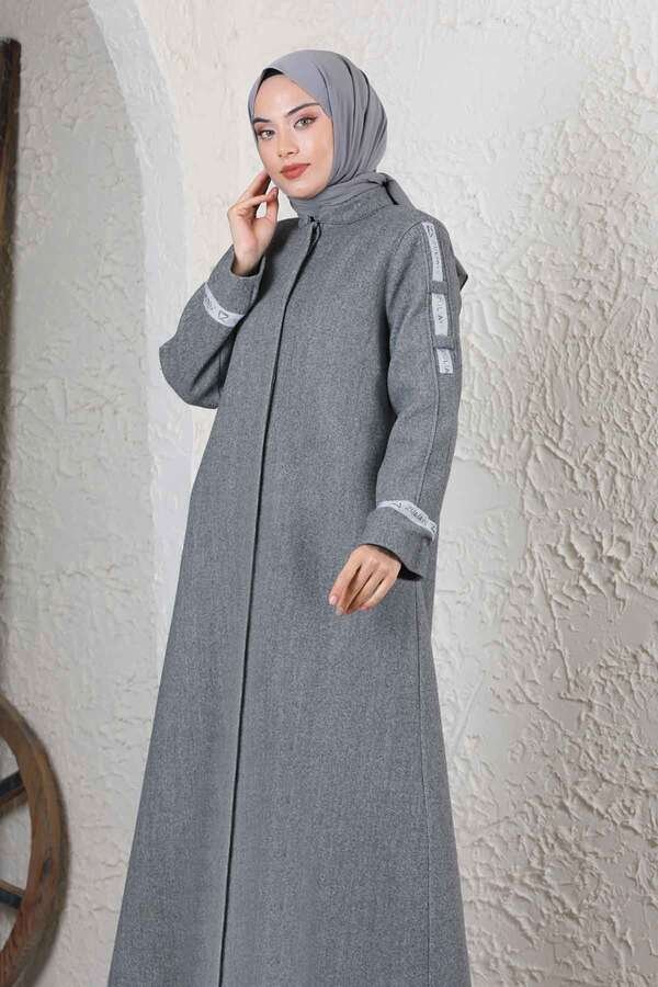 Zülays Striped Long Cachet Coat Grey