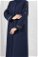Zülays Striped Long Cachet Coat Navy Blue - Thumbnail
